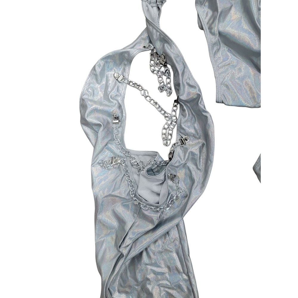 Silver Metallic Rave Jumpsuit - Picture 12 of 14